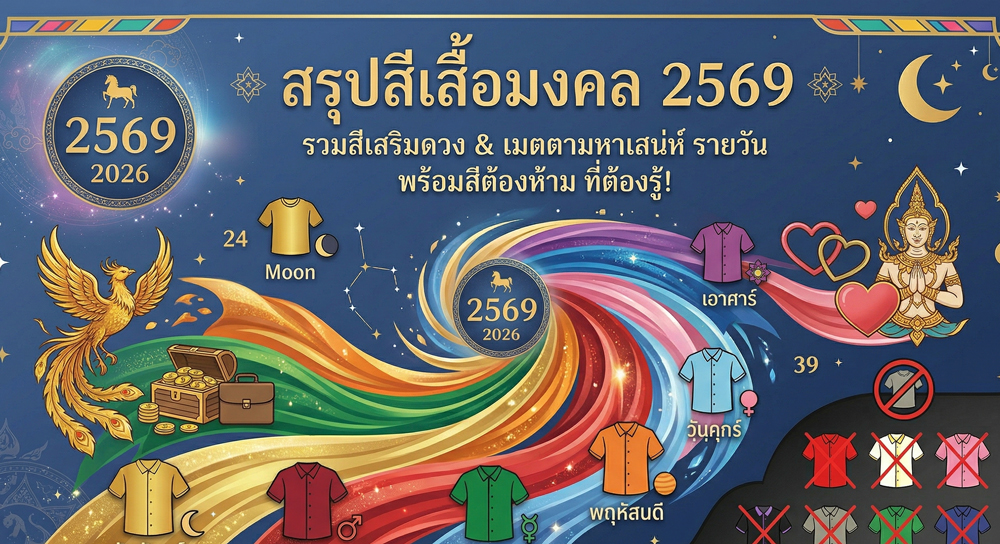 ตารางสีเสื้อมงคล 2569